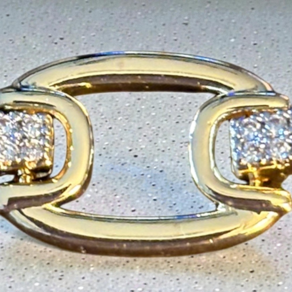 New Adina Eden Gold Tone Pavé Link Bracelet Clear Crystal Chain 6 1/2" statement - Picture 2 of 6